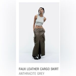BNWT Zara Faux Leather Cargo Skirt